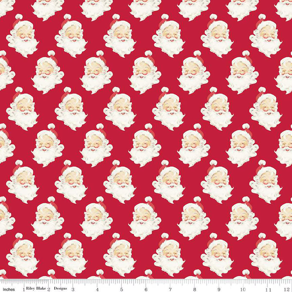 Merry Little Christmas Santa Heads Red