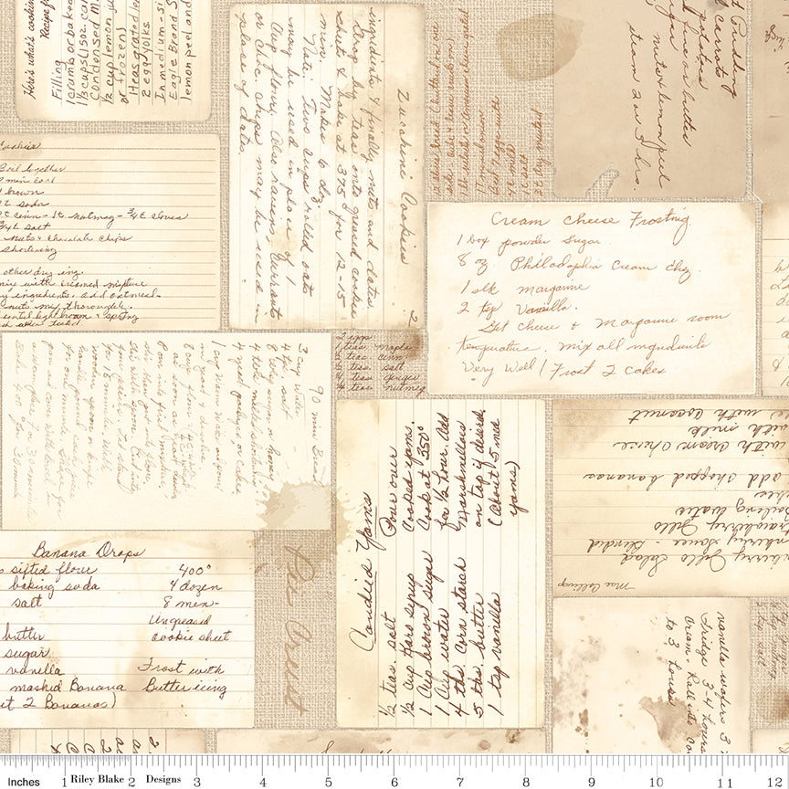 Baked With Love 107/108" Wide Back Recipes Tea Dye